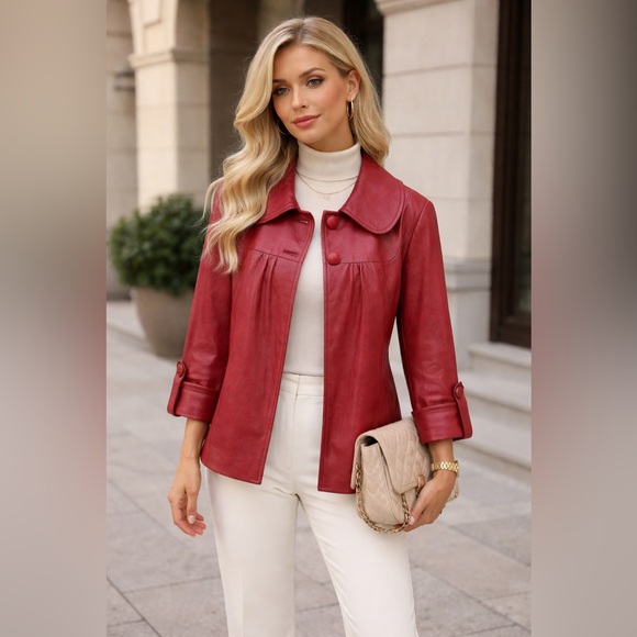EKOL Jackets & Blazers - 🛍️SALE🛍️ EKOL Women's Faux Leather Textured Hip-length Style Jacket